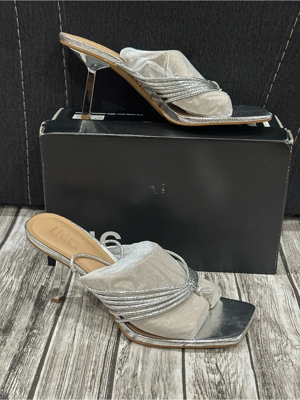 I.N.C. International Concepts Women's Sahla Ankle-Tie Sandals Silver Size 8.5 M